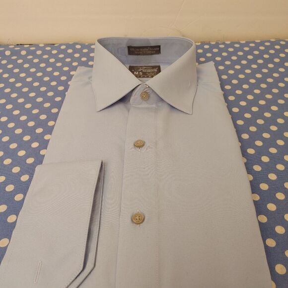 MEN'S SLIM FIT MICROFIBER TUXEDO SHIRT. LIGHT BLUE. - Picture 4 of 5